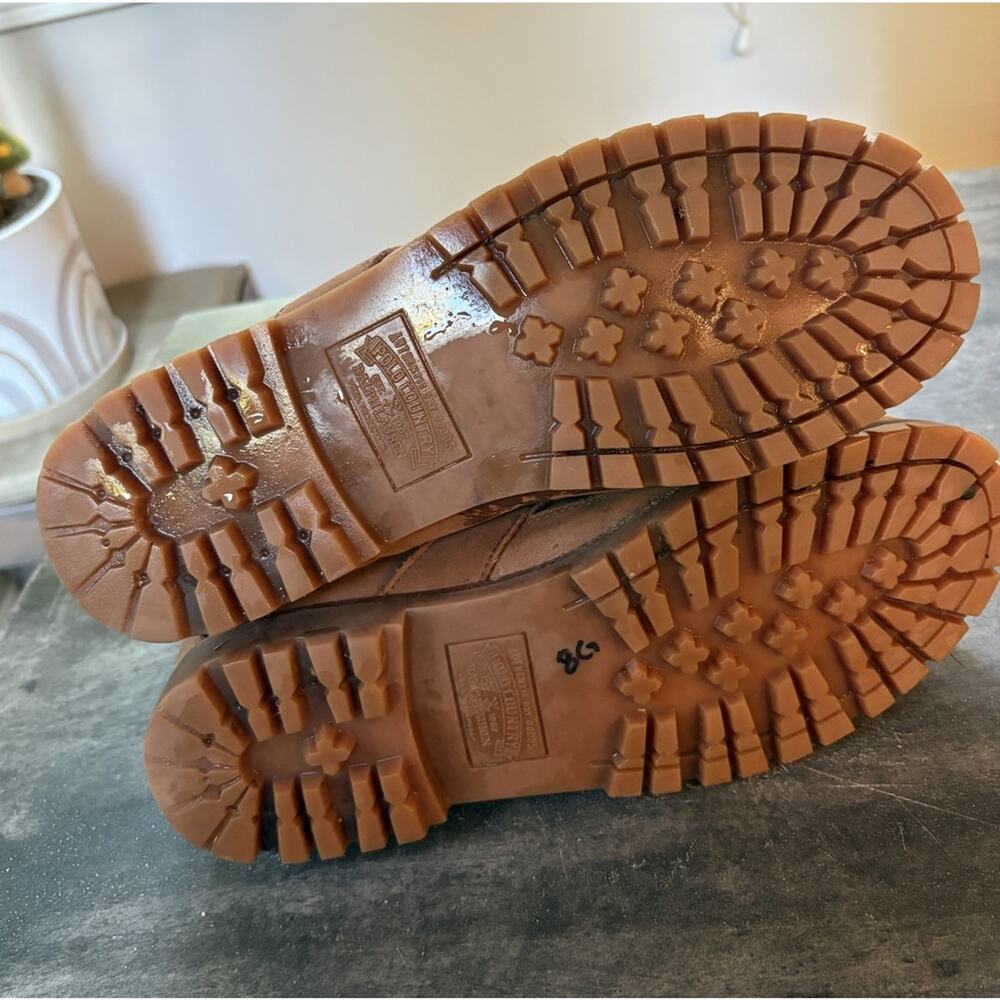 POLO Ralph Lauren Ranger Leather Lace Up Buckle Boots Men’s Size 7.5 Brown Tan - Picture 9 of 10